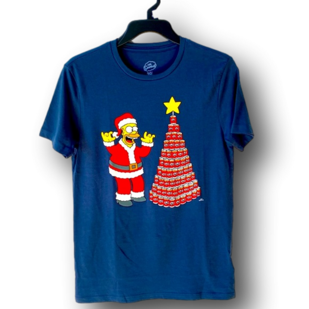 Santa Homer Simpson Duff Beer Graphic T-Shirt - Size Extra Small XS - NWT